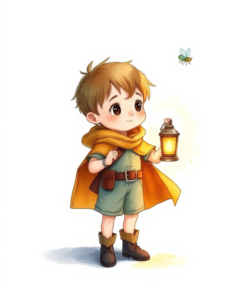 Captain Ren — Wondrly character portrait reimagined from a child's lantern-and-cape hero drawing